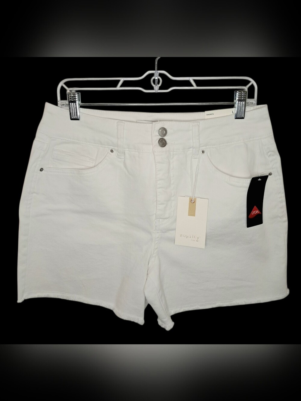 Royalty For Me Women's Stretch High Rise White Fringe Shorts Size Large NWT